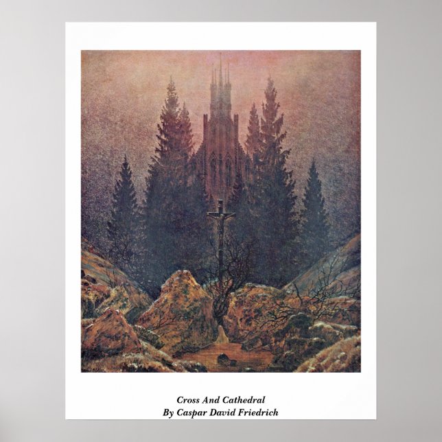 Poster Croix Et Cathédrale Par Caspar David Friedrich (Devant)