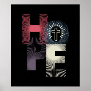 Poster Croix minimaliste "espoir" 20 x 24