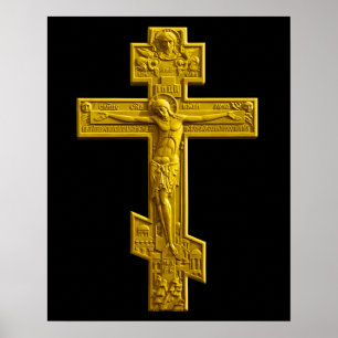 Poster Croix orthodoxe russe d'or