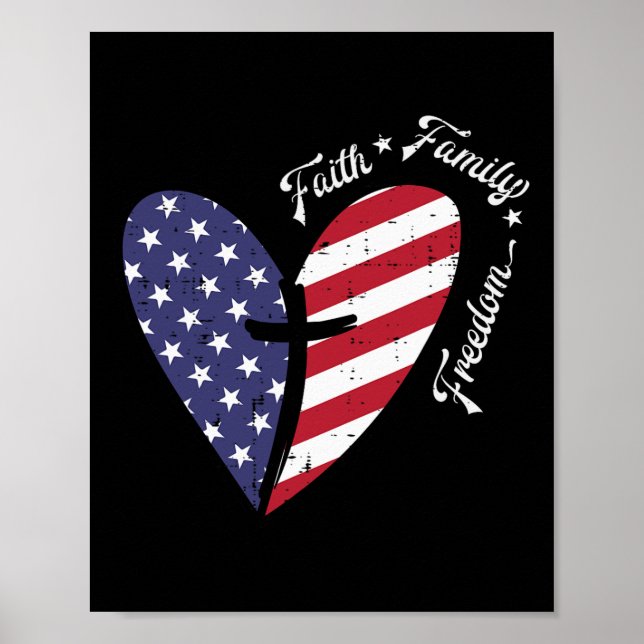 Poster Croix quatrième 4 juillet patriotique chrétien (Devant)