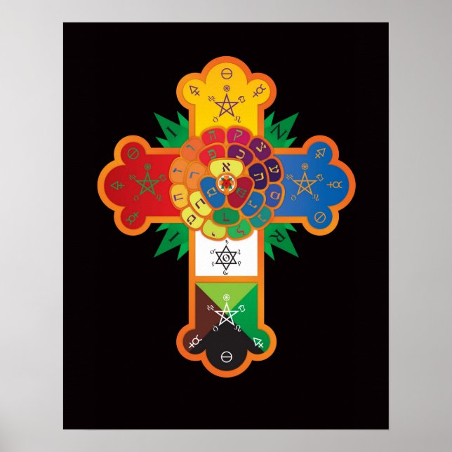 Poster Croix Rose Aube Dorée Lamen (Devant)
