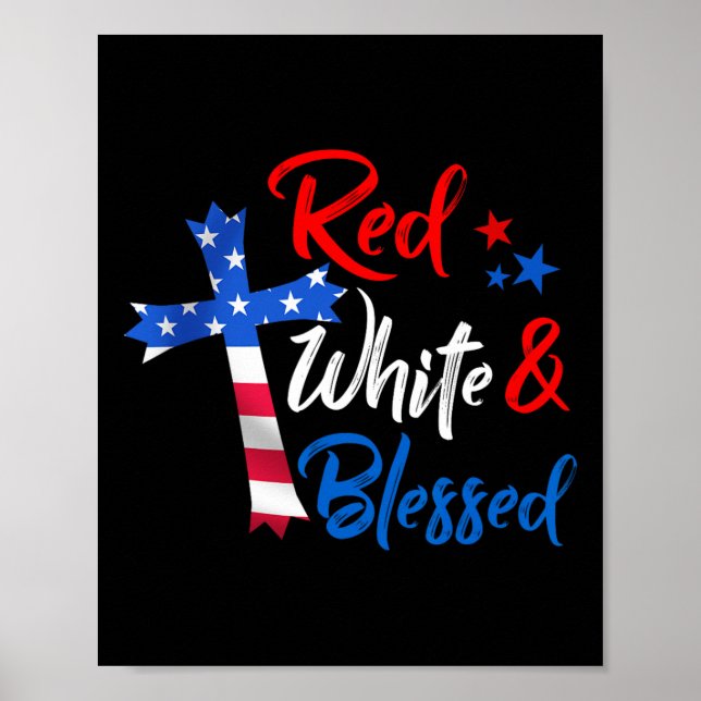 Poster Croix Rouge Blanc &amp; Béni 4 juillet Hommes Femm (Devant)