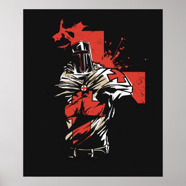 Poster Croix-Rouge Saint George Christian Crusader (Devant)