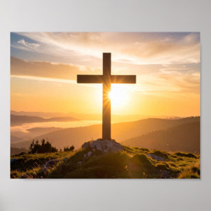 Poster Croix sur une colline