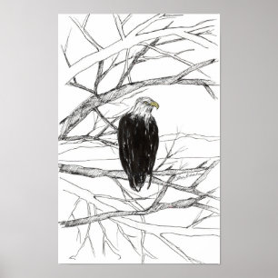 Poster Croquis à l'encre du paysage désertique de l'Arbre