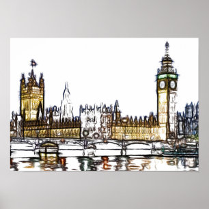 Poster Croquis artistique du palais de Westminster