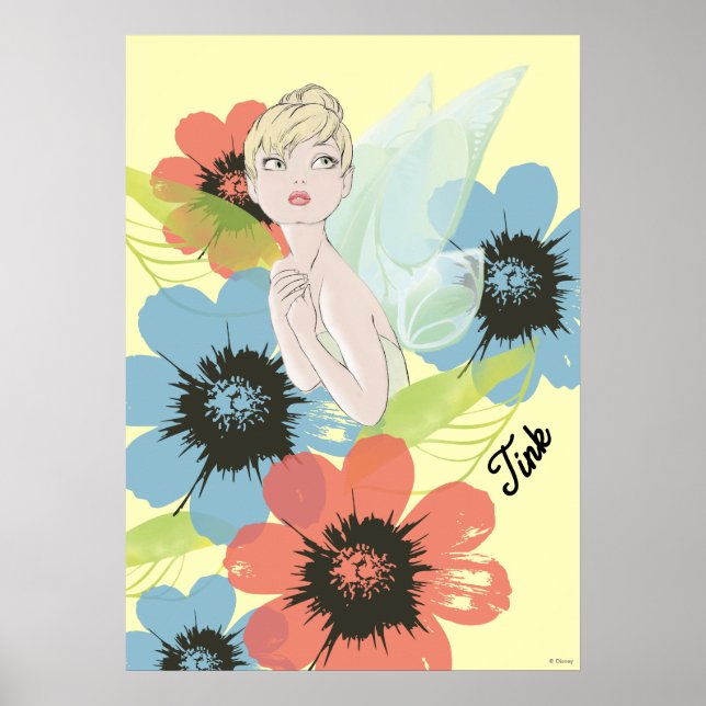 Poster Croquis Bell Tinker Avec Fleurs Cosmos (Devant)