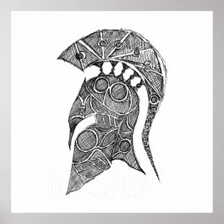 Poster Croquis de casque spartiate