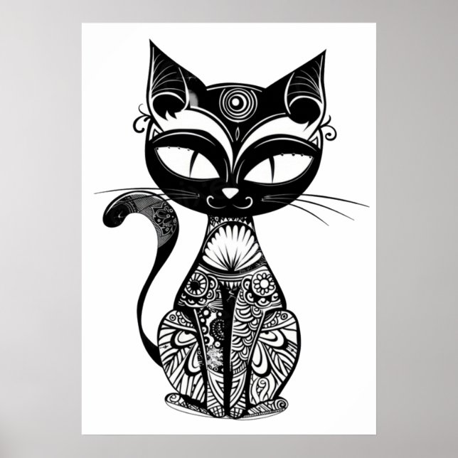 Poster Croquis de chat mignon (Devant)