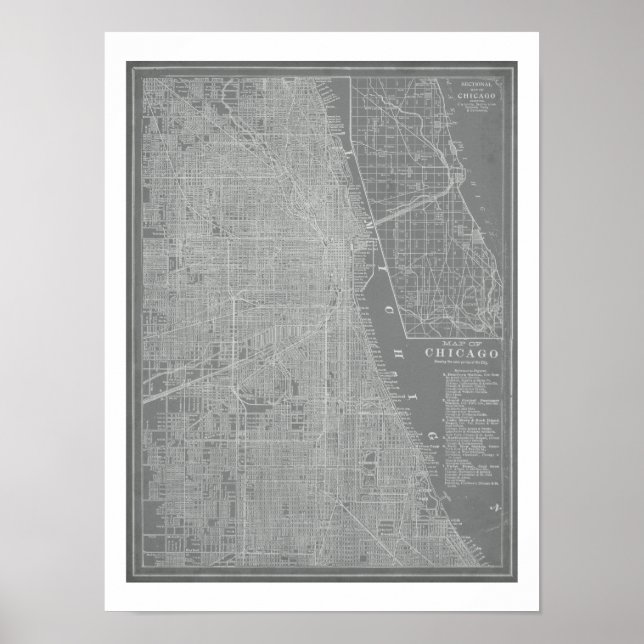 Poster Croquis de Chicago City Map (Devant)