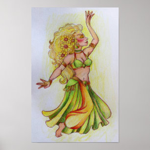 Poster Croquis de danseuse du ventre blonde