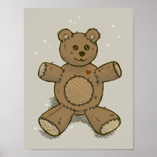 Poster Croquis de l'ours en peluche (Devant)