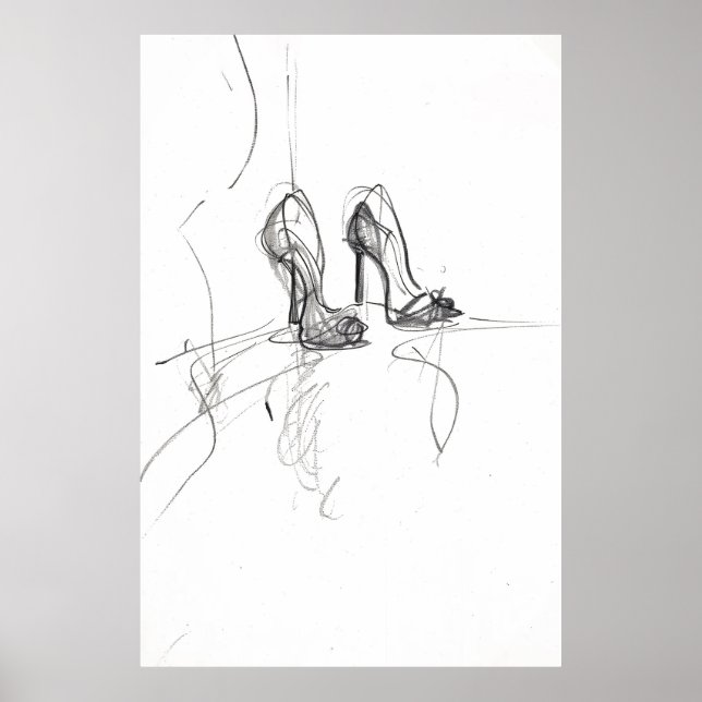Poster Croquis de mode à talon élevé - (Devant)