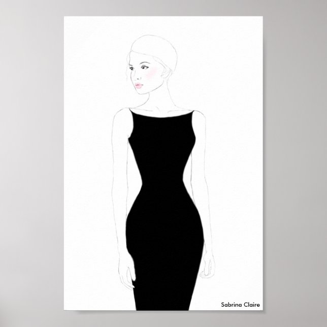 Poster Croquis de mode - Petite robe noire (Devant)
