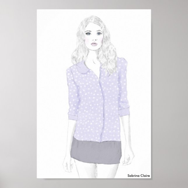 Poster Croquis de mode - Polka Dot Cardigan (Devant)