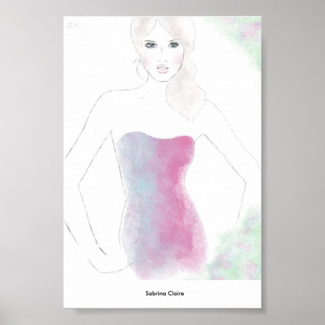 Poster Croquis de mode - Robe de mélange (Devant)