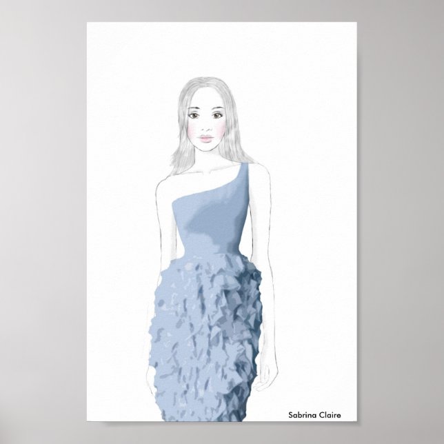 Poster Croquis de mode - Robe de rouffle (Devant)