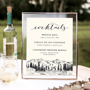 Poster Croquis de montagne Spécialité Mariage Cocktails S