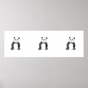Poster Croquis de panda en noir et blanc