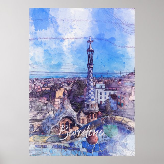 Poster Croquis de Park Guell (Devant)