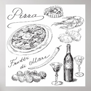 Poster Croquis de pizza