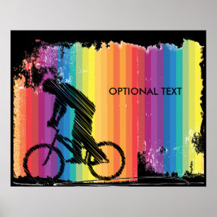 Poster Croquis d'encre graphique de cycliste sur les rayu