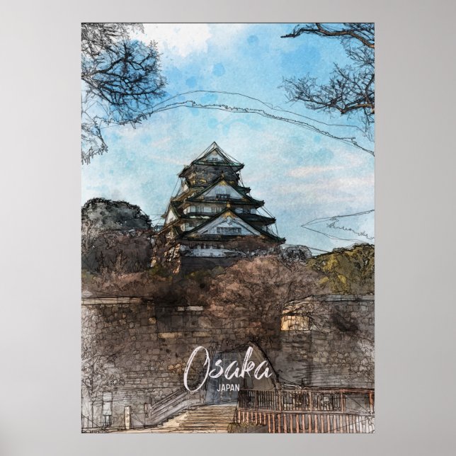 Poster Croquis du château d'Osaka (Devant)