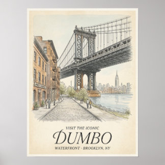 Poster Croquis du front de mer de Dumbo à Brooklyn