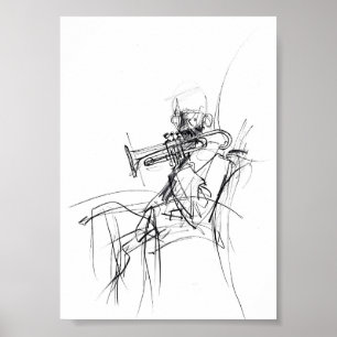 Poster Croquis du lecteur de trompette Abstrait - Premium