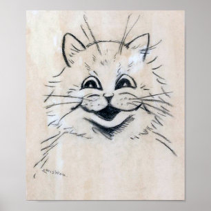 Poster Croquis d'un chat qui rit, Louis Wain