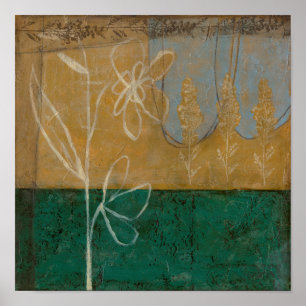 Poster Croquis floral avec le fleur sauvage et les