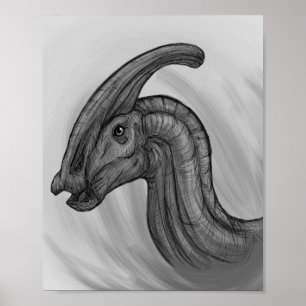 Poster Croquis Parasaurolophus