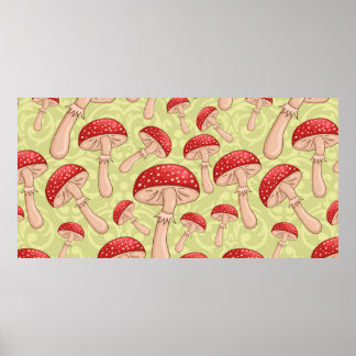 Poster croquis vintage mignon et transparent amanita cham