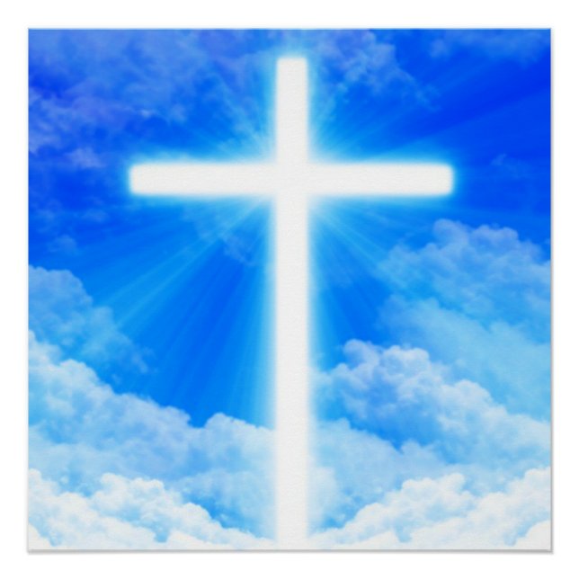 Poster Cross of Light Jesus Christ Customizable Christian (Devant)