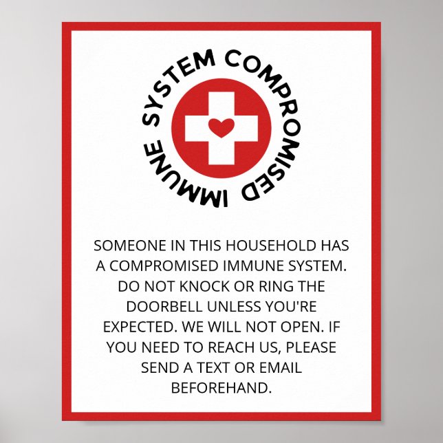 Poster Cross Red Heart Compromised Immune System (Devant)