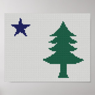 Poster Cross-Stitch des drapeaux du Maine 1901