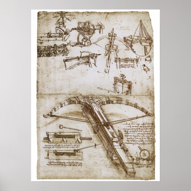Poster Crossbow Arme géante de Léonard de Vinci (Devant)
