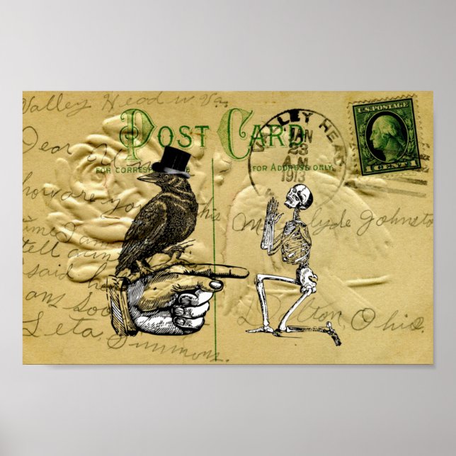 Poster Crow et squelette (Devant)