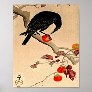 Poster Crow Mangeant Un Persimmon Par Ohara Koson