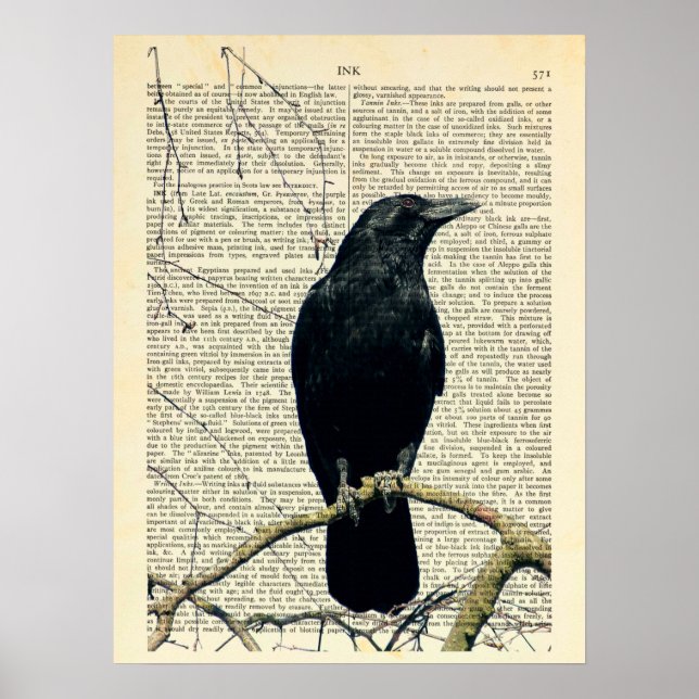 Poster Crow Perché, Crow Art, Corbeau, Edgar Allan Poe (Devant)