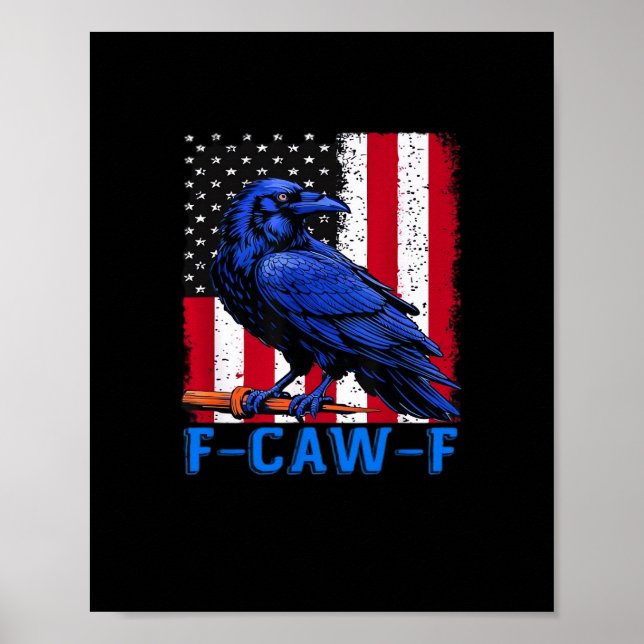 Poster Crow Raven Funny F-Caw-F Minimal Clean (Devant)