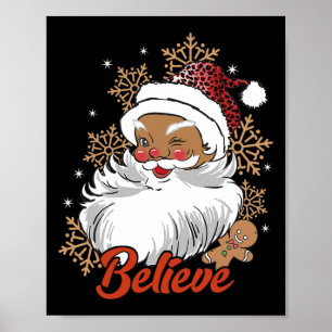 Poster Croyez Afro Père Noël African American Christmas B