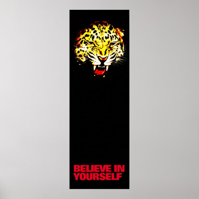 Poster Croyez en vous Leopard Pop Art Motivational (Devant)
