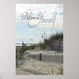 Poster Croyez en vous (plage, dunes, clôture, avoine mari