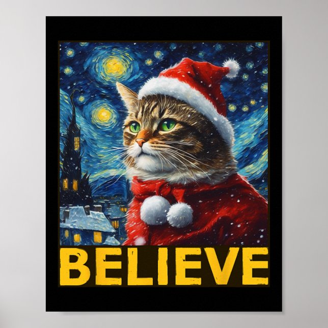 Poster Croyez la chemise de Noël Starry Night Van Gogh Ch (Devant)