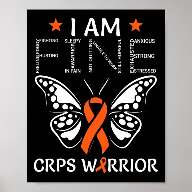Poster CRPS Warrier I Am Fine Orange Ribbon Butterfly RSD (Devant)