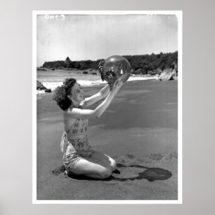 Poster Cru de plage de l'Orégon de fille de maillot de