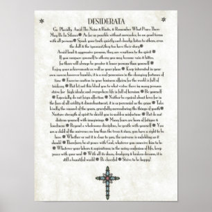 Poster Crucifix nucléaire bleu DESIDERATA