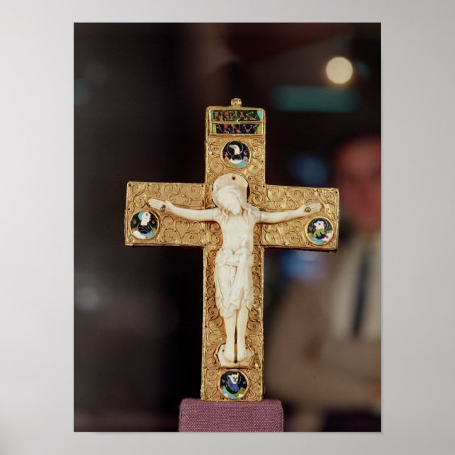 Poster crucifix Reliquaire, Christ en ivoire sur la croix (Devant)