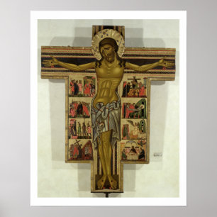 Poster Crucifixion avec des histoires de la passion,